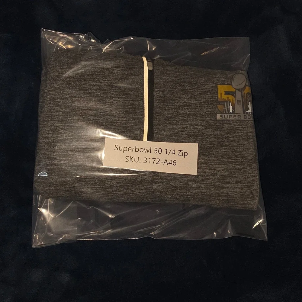 Nike NFL Super‎ Bowl 50 Grey Heather Dri-FIT Quarter Zip Pullover Mens XL
